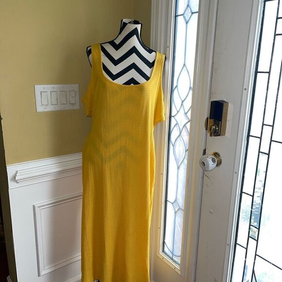 NWT SHEIN SXY Curve Yellow Rib stretchy cut out back sleeveless maxi dress SZ4XL - Picture 2 of 12